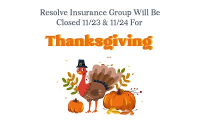 Resolve Insurance Group will Be closed for Thanksgiving 11/23 and 11/24